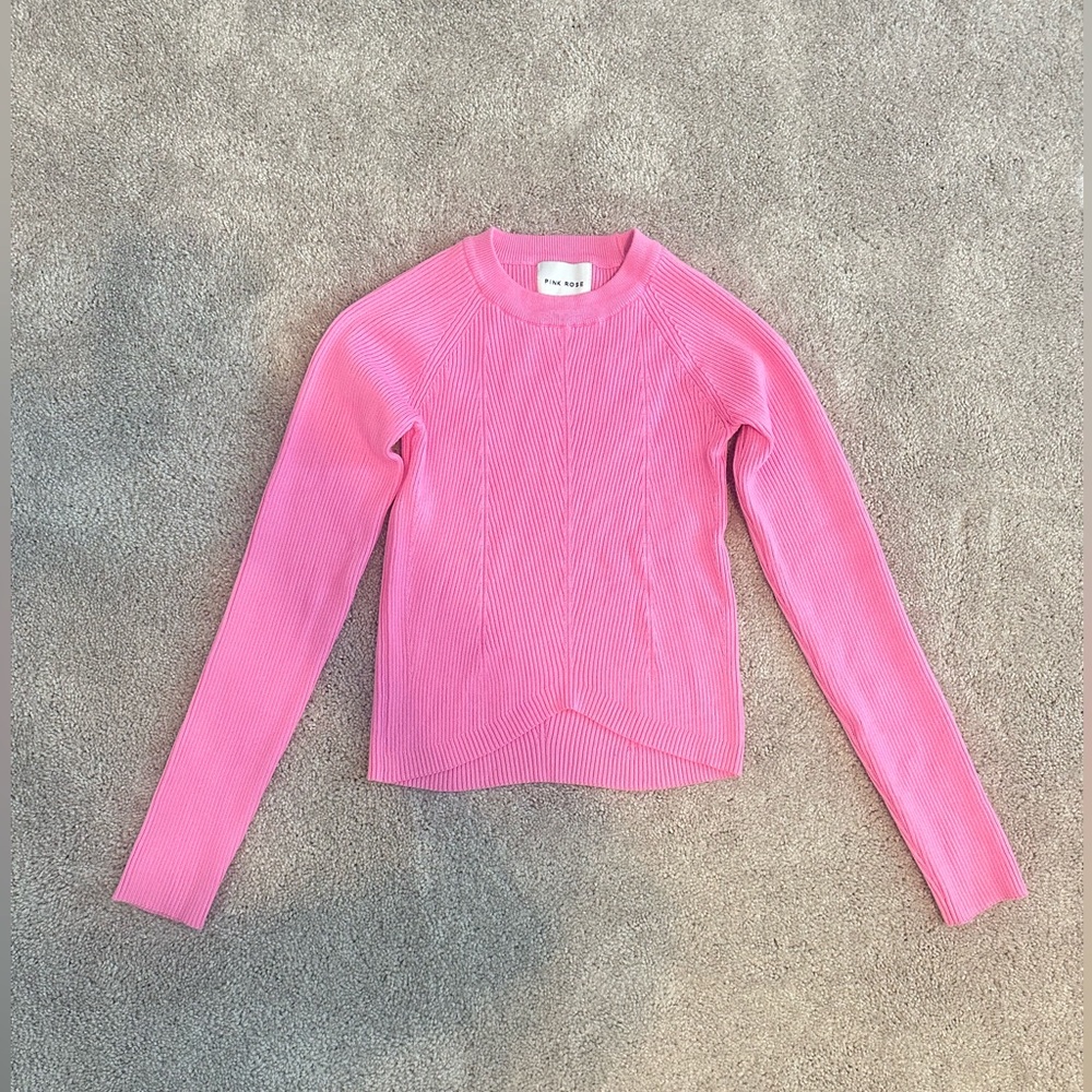 Pink Long Sleeve Ribbed Top